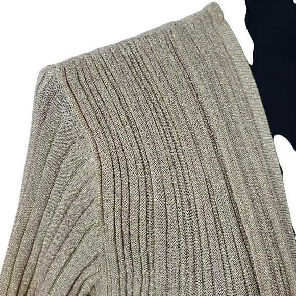 Misa Gold Knit Open Front Long Line Cardigan Duster Womens XS Coastal Grandma - Picture 5 of 13